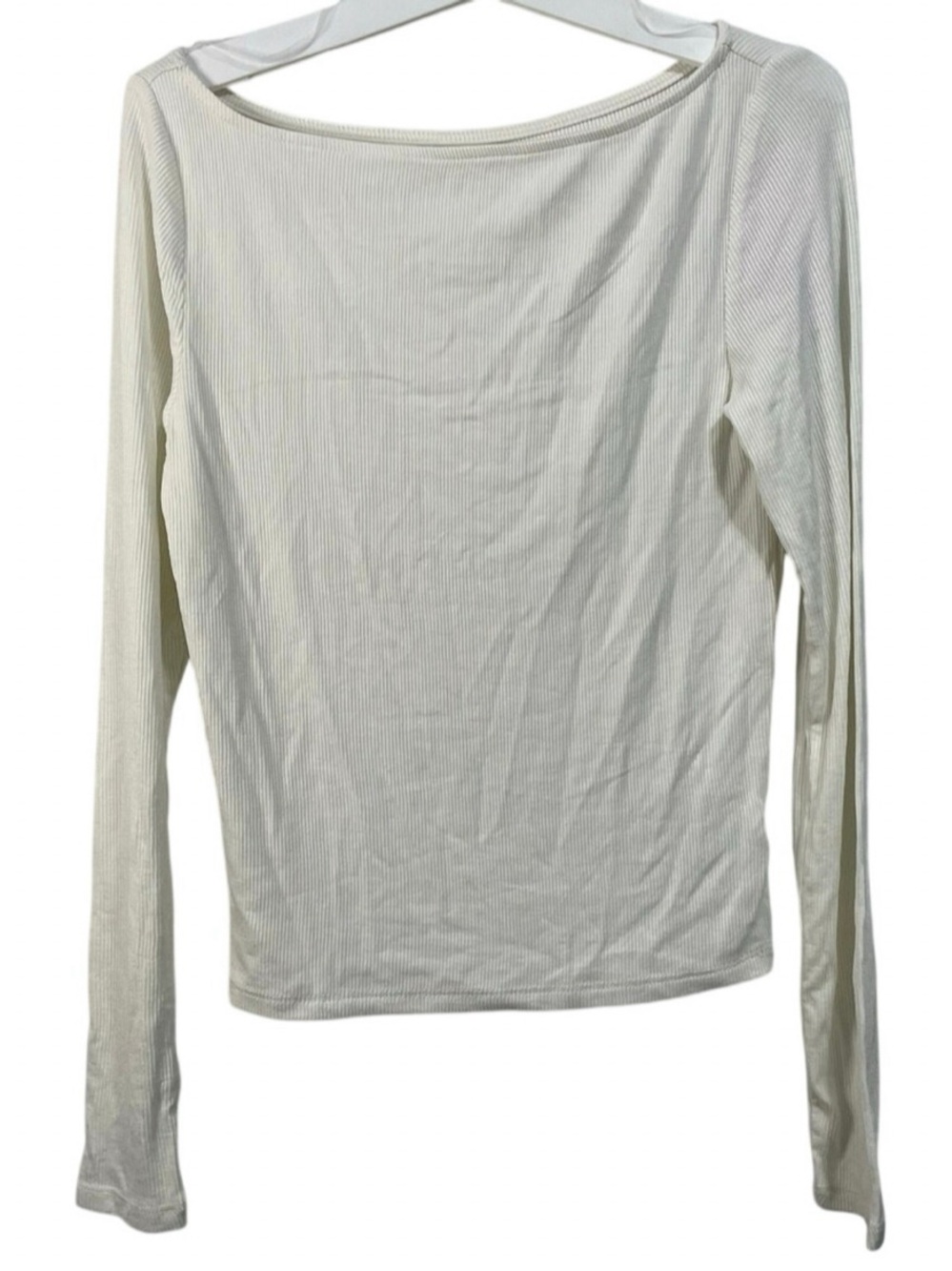 wild fable White Ribbed Long-Sleeve Boatneck Top